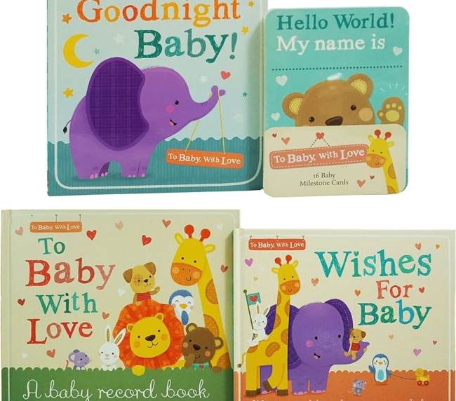 To Baby With Love Baby Gift Set 4 Books Set With 16 Milestone Cards - Ages 0-5 - Board Book/Hardback