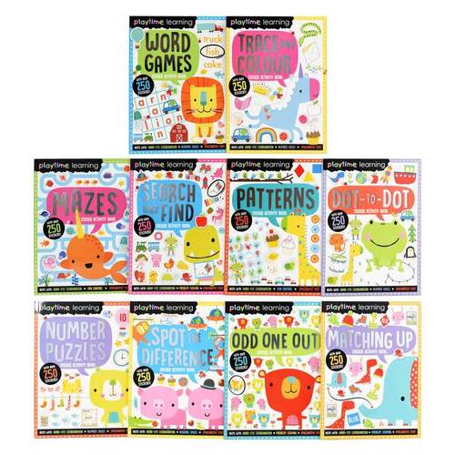 Playtime Learning Numbers Words Colours Sticker Activity 5 Books - Age 4+ - Paperback